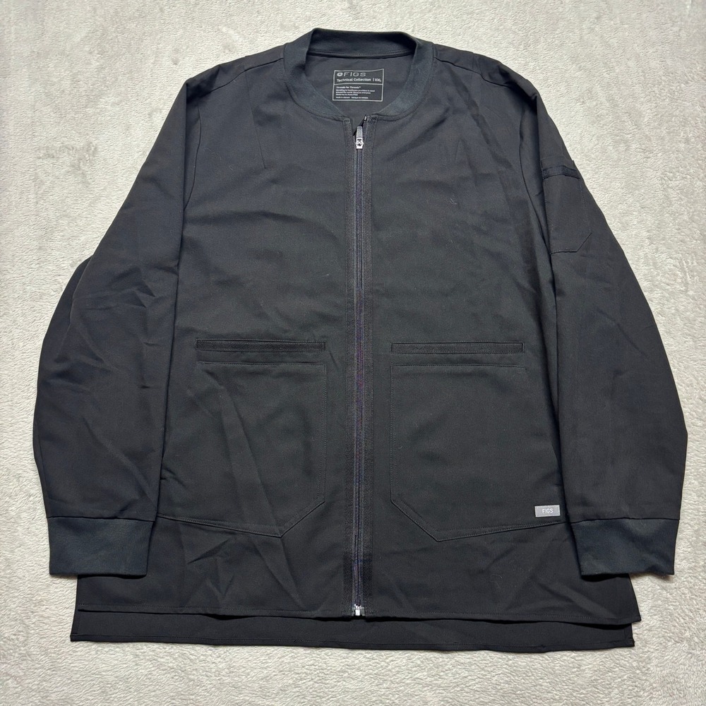FIGS Bellery Scrub Jacket Women XXL W18SW1007 Black Technical Zip Up Bomber EUC